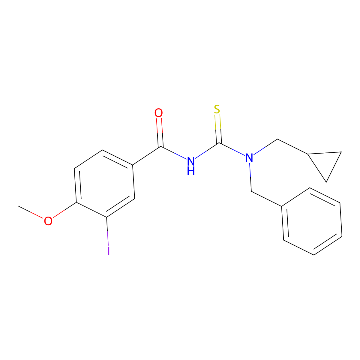 N-[benzyl(cyclopropylmethyl)carbamothioyl]-3-iodo-4-methoxybenzamide molecular structure, CAS 713506-58-2