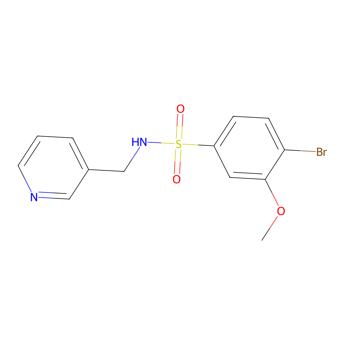4-bromo-3-methoxy-N-(pyridin-3-ylmethyl)benzenesulfonamide molecular structure, CAS 713506-71-9
