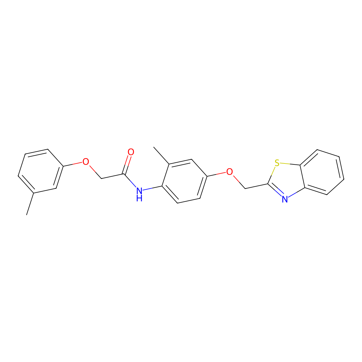 N-[4-(1,3-benzothiazol-2-ylmethoxy)-2-methylphenyl]-2-(3-methylphenoxy)acetamide molecular structure, CAS 713506-78-6