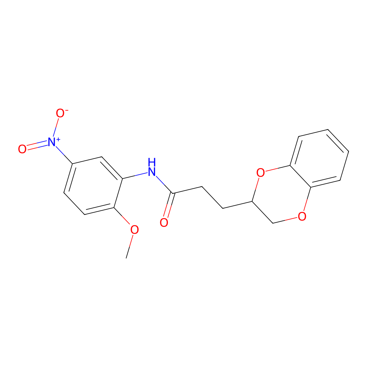 3-(2,3-dihydro-1,4-benzodioxin-2-yl)-N-(2-methoxy-5-nitrophenyl)propanamide molecular structure, CAS 713506-88-8