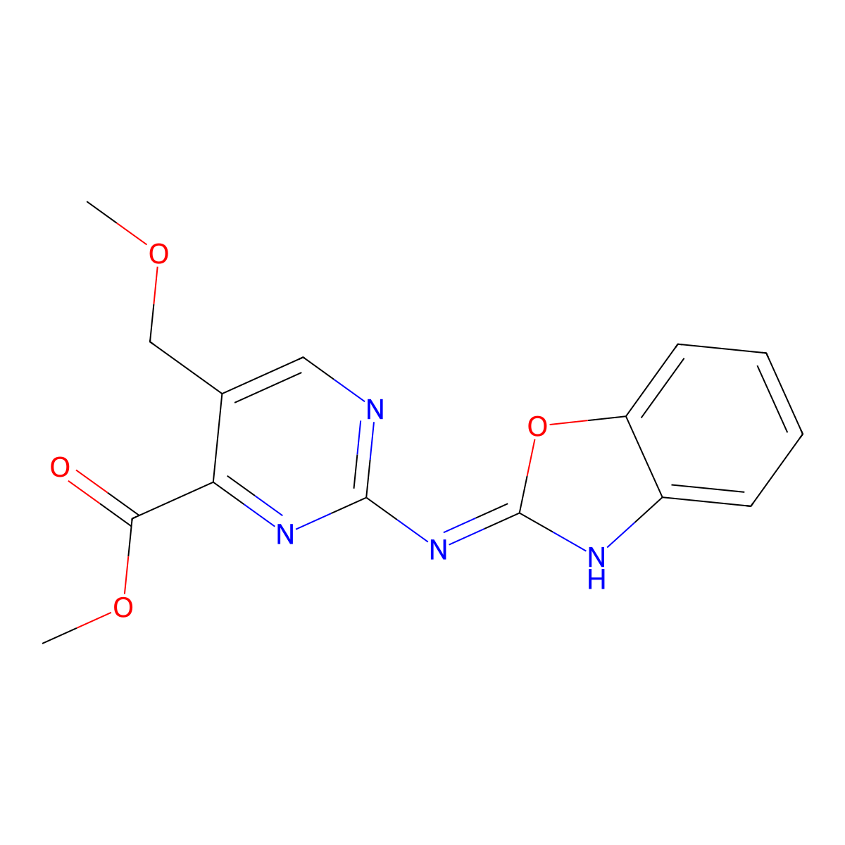 Methyl 2-(1,3-benzoxazol-2-ylamino)-5-(methoxymethyl)pyrimidine-4-carboxylate molecular structure, CAS 713506-91-3
