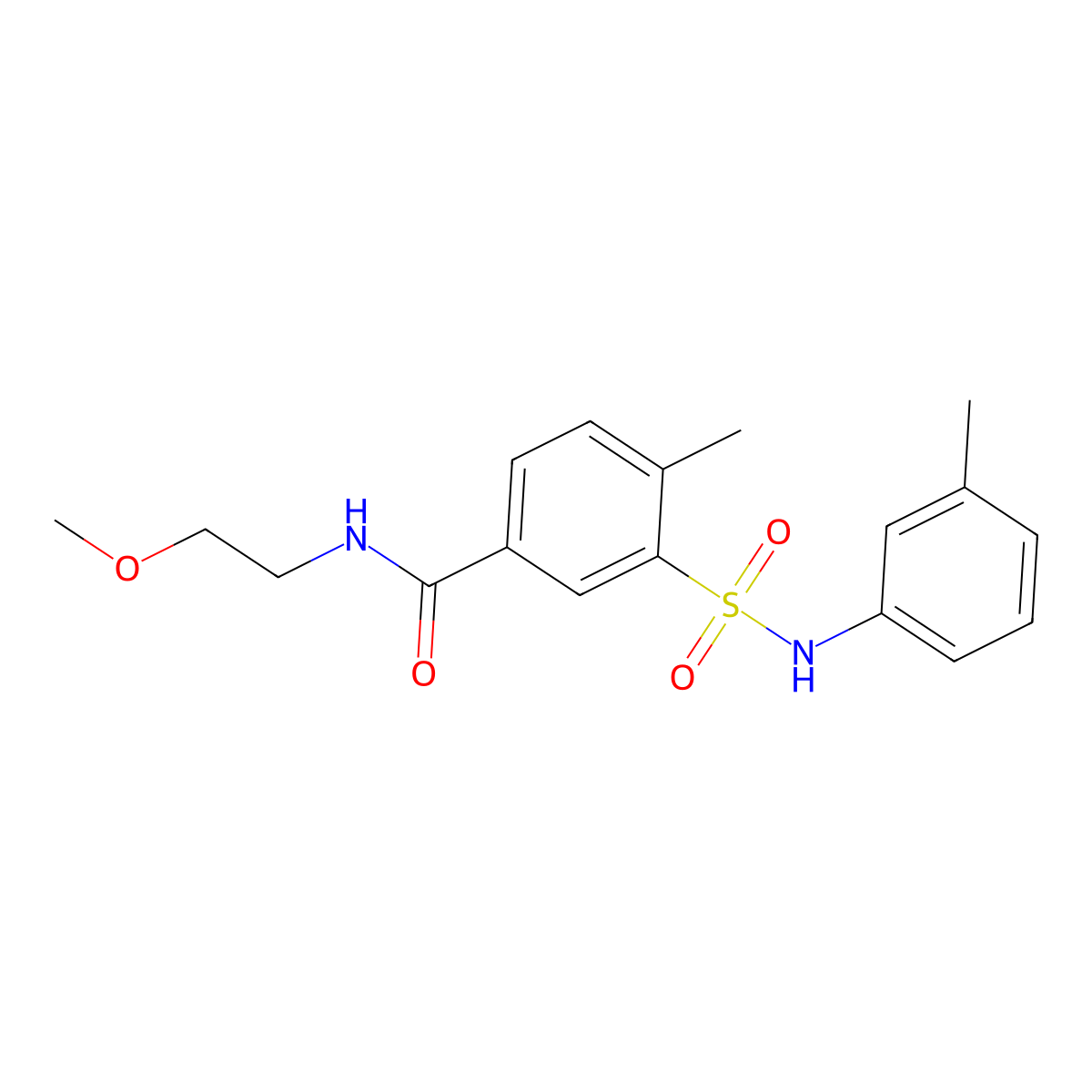 N-(2-methoxyethyl)-4-methyl-3-[(3-methylphenyl)sulfamoyl]benzamide molecular structure, CAS 713506-93-5