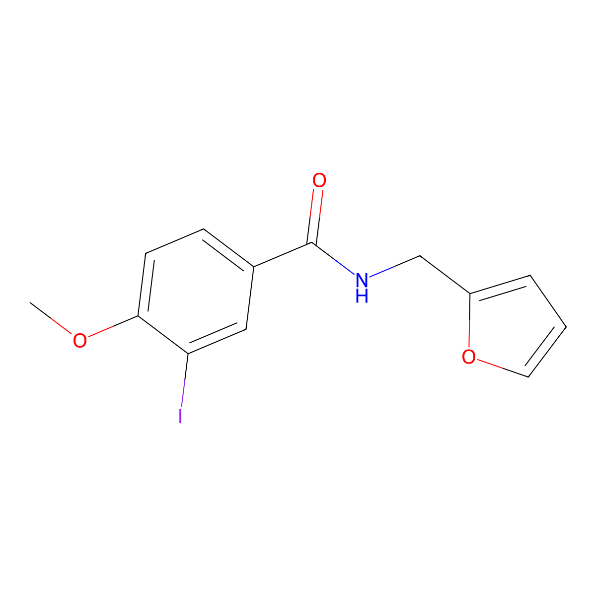 N-(furan-2-ylmethyl)-3-iodo-4-methoxybenzamide molecular structure, CAS 713507-05-2