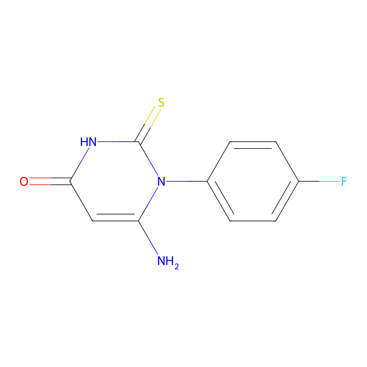 6-Amino-1-(4-fluorophenyl)-2-sulfanylidenepyrimidin-4-one molecular structure, CAS 713507-36-9