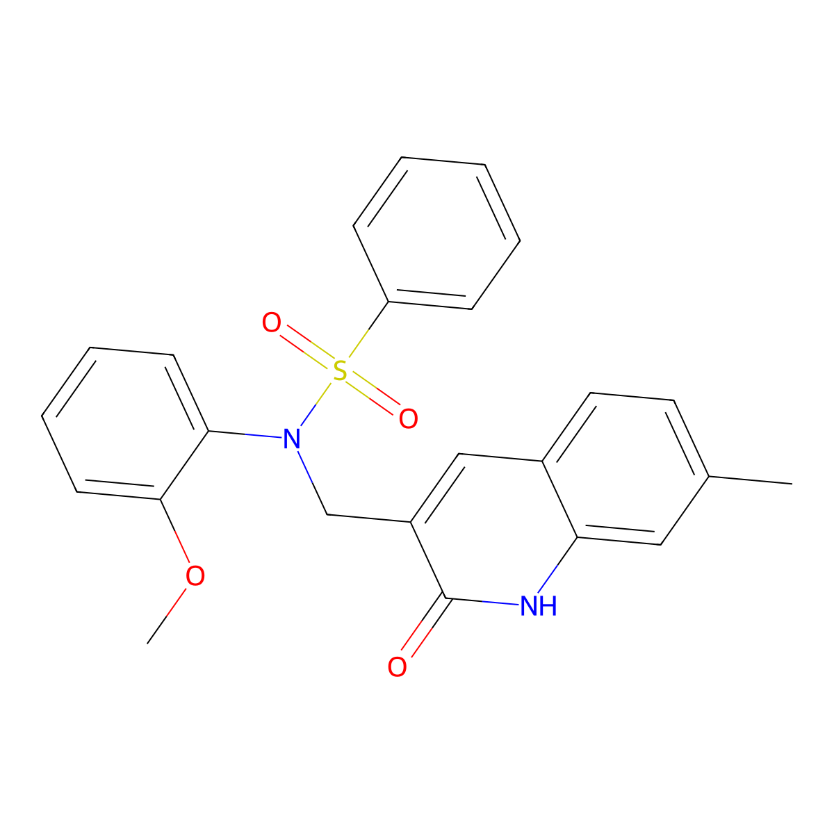 N-(2-methoxyphenyl)-N-[(7-methyl-2-oxo-1H-quinolin-3-yl)methyl]benzenesulfonamide molecular structure, CAS 713507-53-0