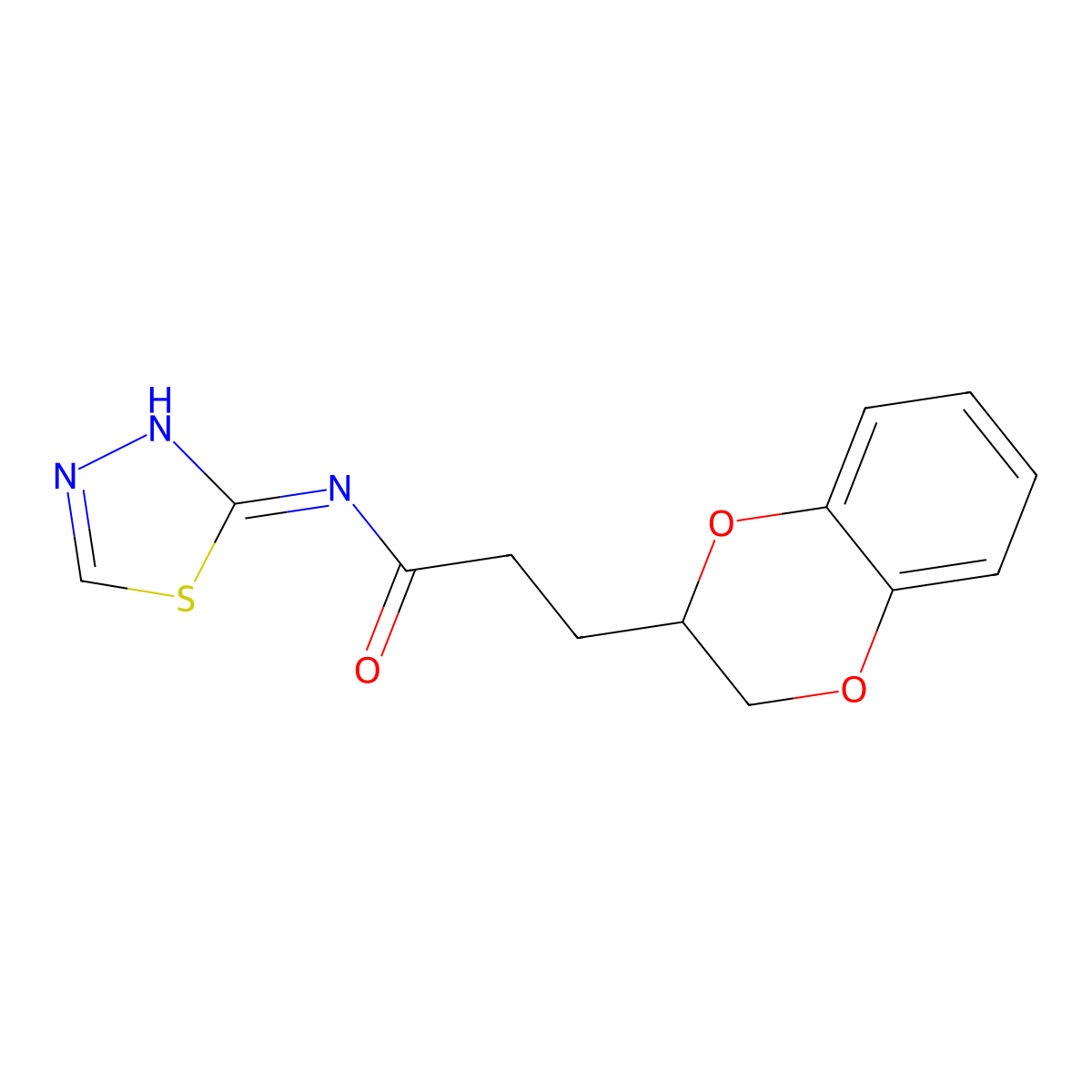 3-(2,3-dihydro-1,4-benzodioxin-3-yl)-N-(1,3,4-thiadiazol-2-yl)propanamide molecular structure, CAS 713507-82-5