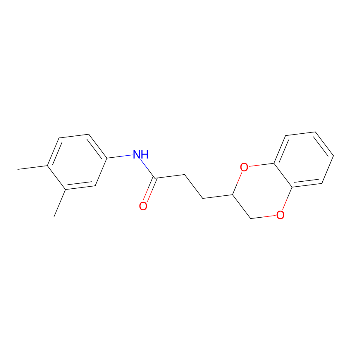 3-(2,3-dihydro-1,4-benzodioxin-3-yl)-N-(3,4-dimethylphenyl)propanamide molecular structure, CAS 713508-06-6