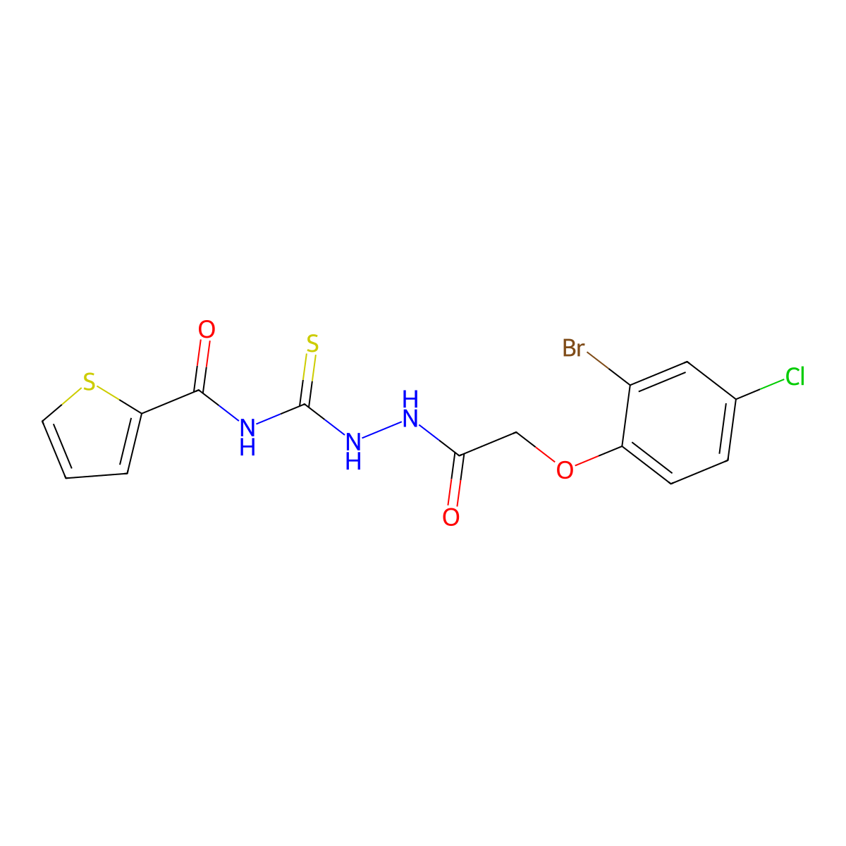 N-[[[2-(2-bromo-4-chlorophenoxy)acetyl]amino]carbamothioyl]thiophene-2-carboxamide molecular structure, CAS 713508-23-7