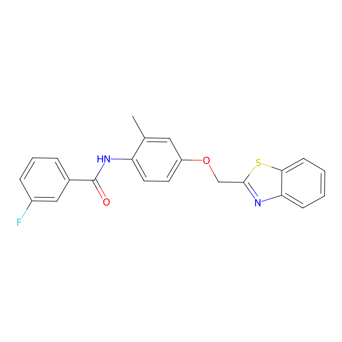 N-[4-(1,3-benzothiazol-2-ylmethoxy)-2-methylphenyl]-3-fluorobenzamide molecular structure, CAS 713508-26-0