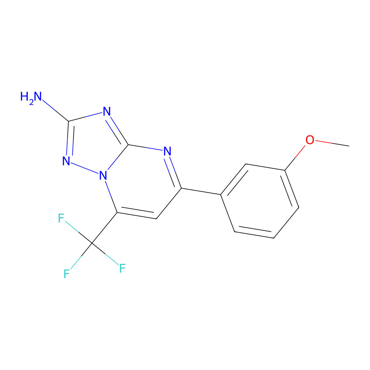 5-(3-Methoxyphenyl)-7-(trifluoromethyl)[1,2,4]triazolo[1,5-a]pyrimidin-2-amine molecular structure, CAS 713508-33-9