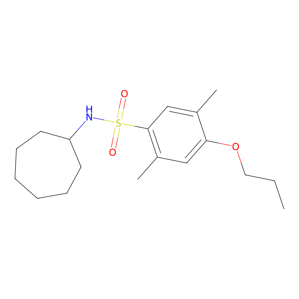 [(2,5-Dimethyl-4-propoxyphenyl)sulfonyl]cycloheptylamine molecular structure, CAS 713508-36-2