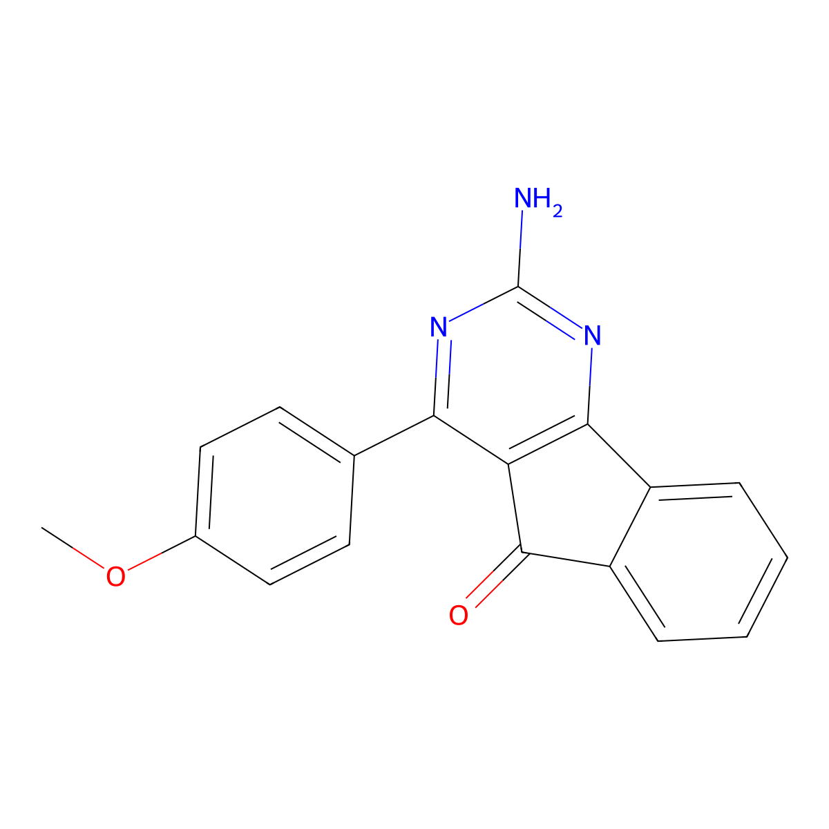 2-amino-4-(4-methoxyphenyl)-5H-indeno[1,2-d]pyrimidin-5-one molecular structure, CAS 713514-51-3