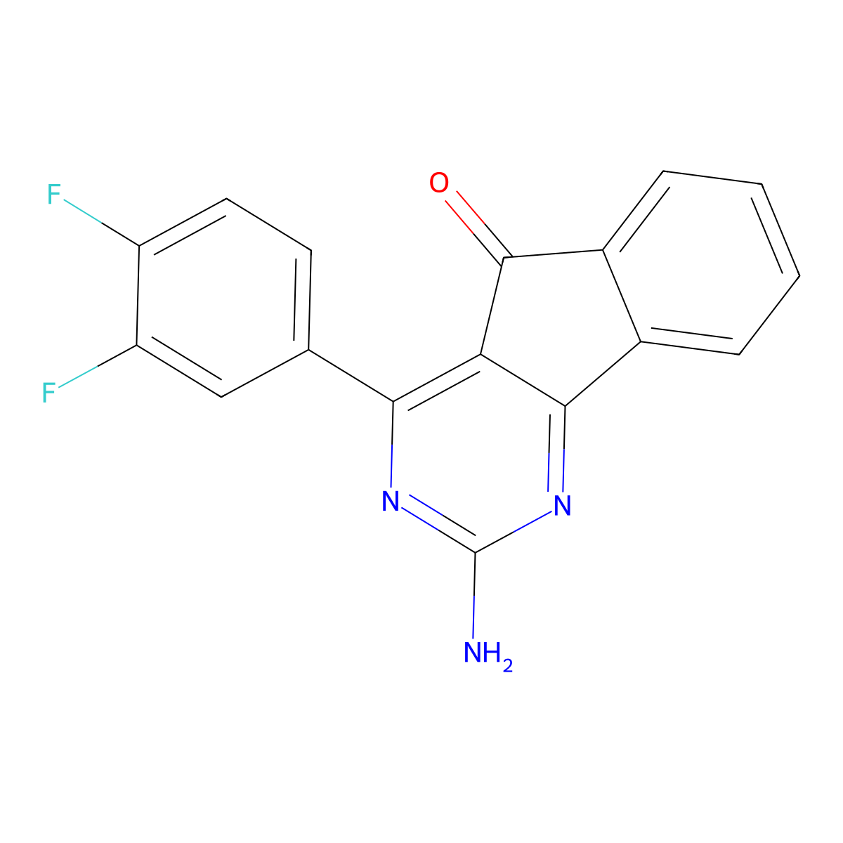 2-Amino-4-(3,4-difluorophenyl)-5H-indeno[1,2-d]pyrimidin-5-one molecular structure, CAS 713514-76-2