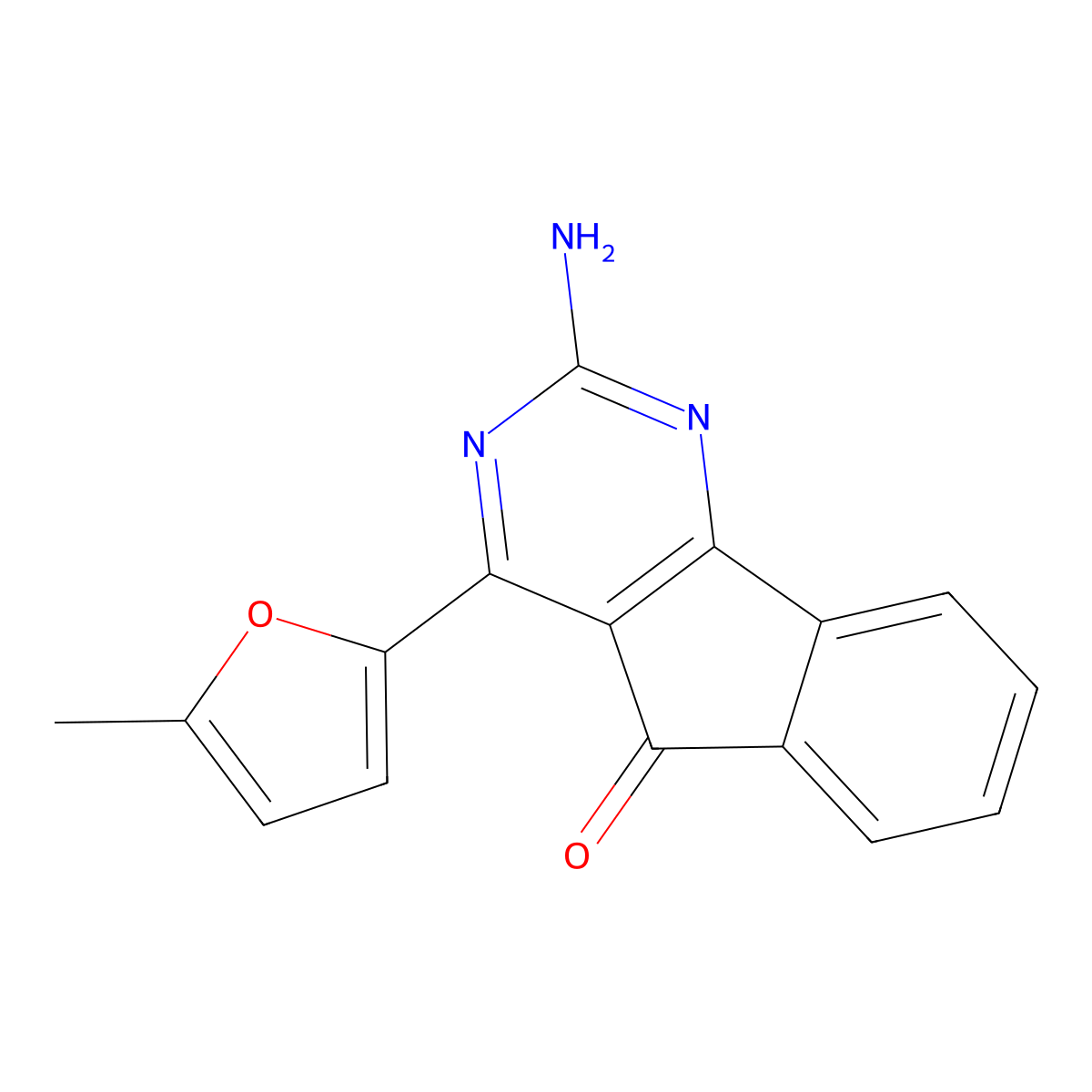 2-Amino-4-(5-methylfuran-2-yl)-5H-indeno[1,2-d]pyrimidin-5-one molecular structure, CAS 713514-91-1