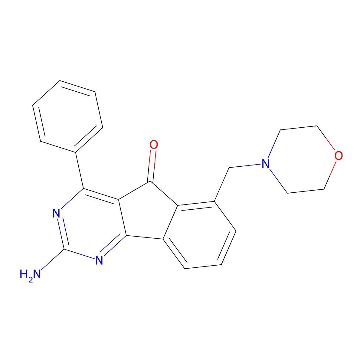 2-Amino-6-(morpholinomethyl)-4-phenyl-5H-indeno[1,2-d]pyrimidin-5-one molecular structure, CAS 713514-97-7