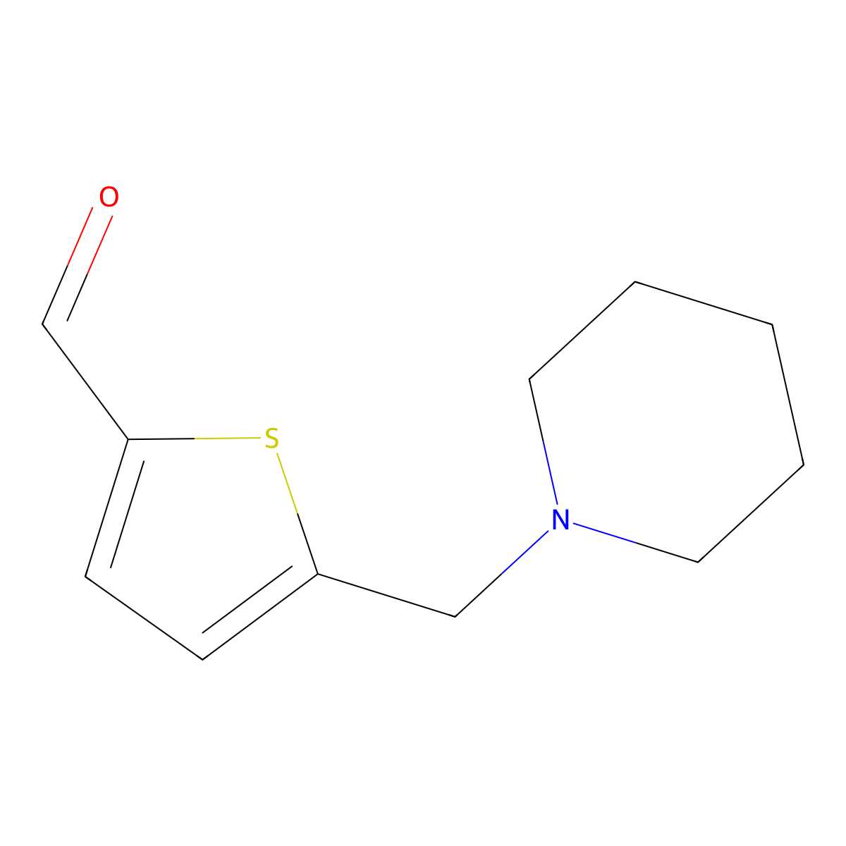 5-(Piperidin-1-ylmethyl)thiophene-2-carbaldehyde molecular structure, CAS 7136-41-6