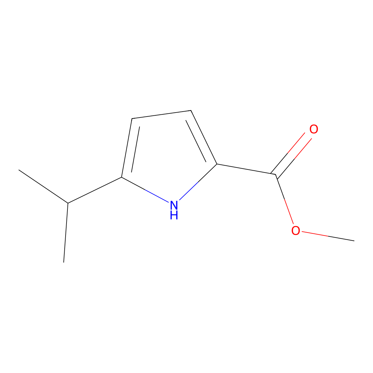 Methyl 5-isopropyl-1H-pyrrole-2-carboxylate molecular structure, CAS 7136-75-6