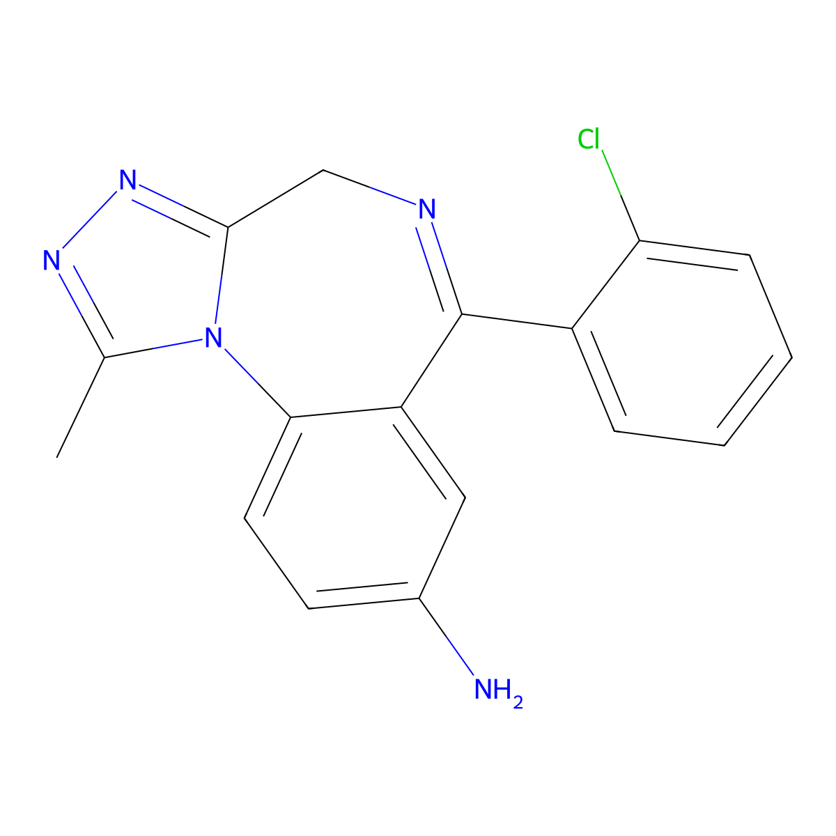 6-(2-chlorophenyl)-1-methyl-4H-[1,2,4]triazolo[4,3-a][1,4]benzodiazepin-8-amine molecular structure, CAS 71368-66-6