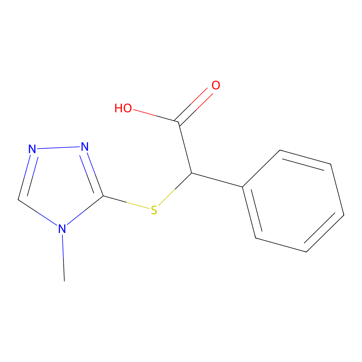 (4-methyl-4H-[1,2,4]triazol-3-ylsulfanyl)-phenyl-acetic acid molecular structure, CAS 71370-48-4