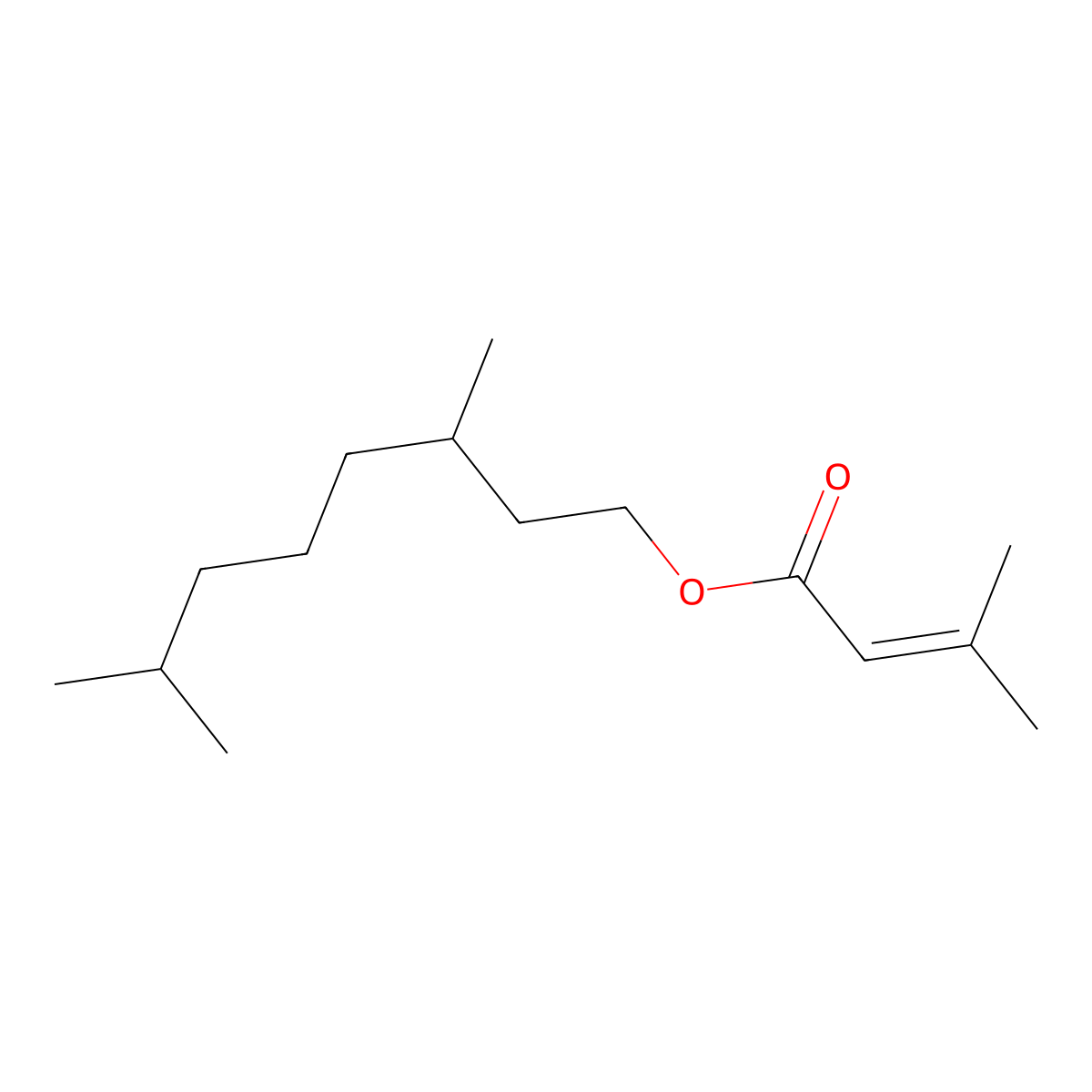 2-Butenoic acid, 3-methyl-, 3,7-dimethyloctyl ester molecular structure, CAS 71383-07-8
