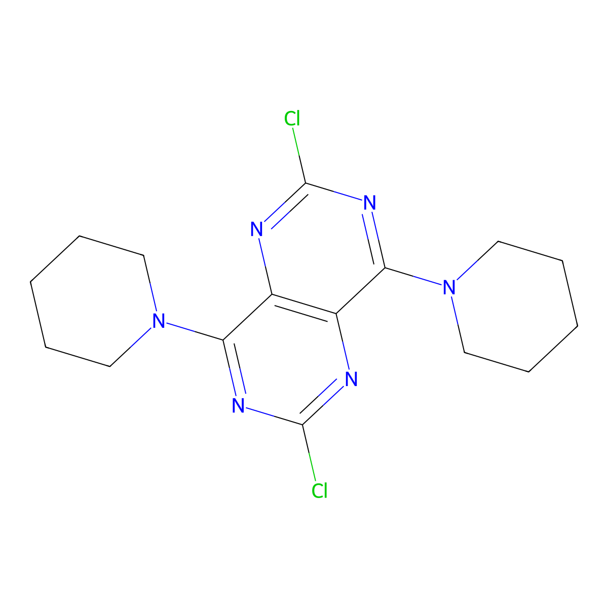 2,6-Dichloro-4,8-di(piperidin-1-yl)pyrimido(5,4-d)pyrimidine molecular structure, CAS 7139-02-8