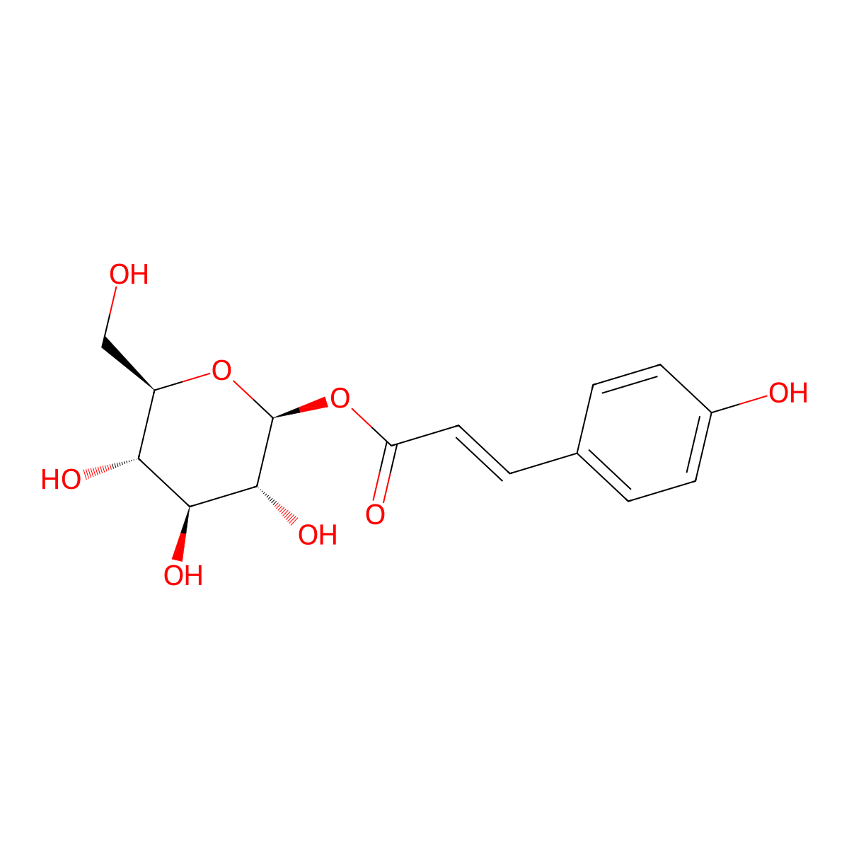 1-O-(4-coumaroyl)-beta-D-glucose molecular structure, CAS 7139-64-2