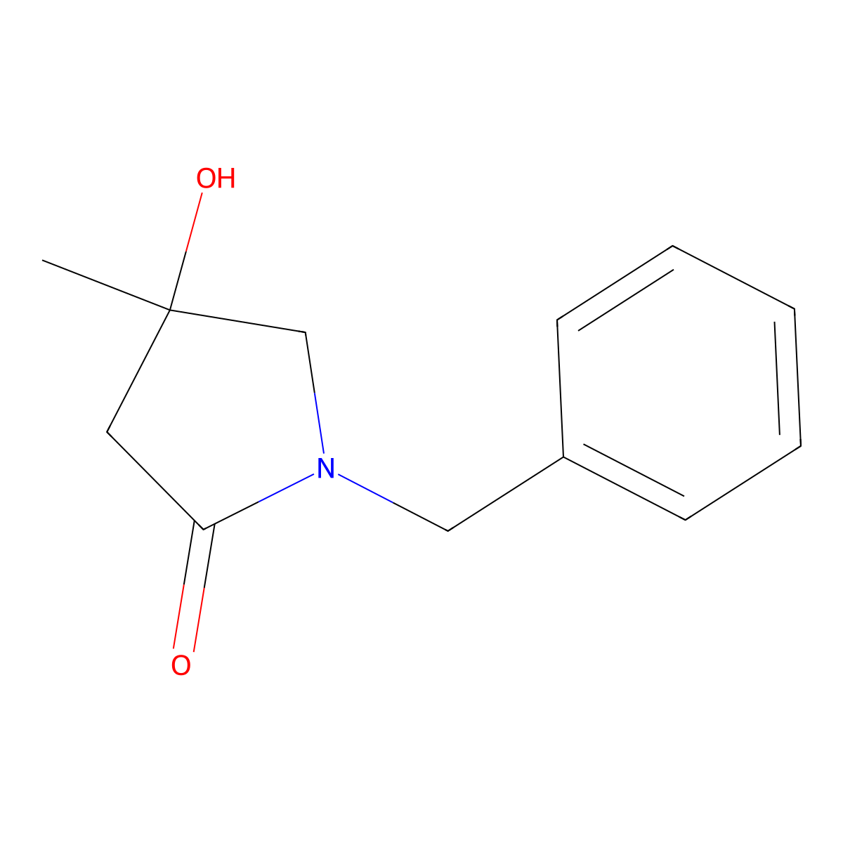 1-Benzyl-4-hydroxy-4-methylpyrrolidin-2-one molecular structure, CAS 71392-17-1