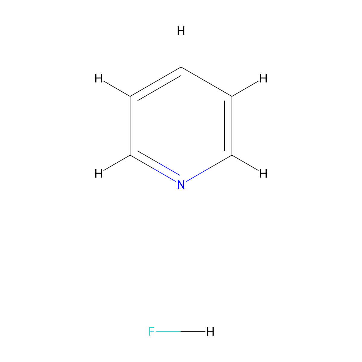 Pyridine, hydrofluoride (1:1) molecular structure, CAS 71398-22-6