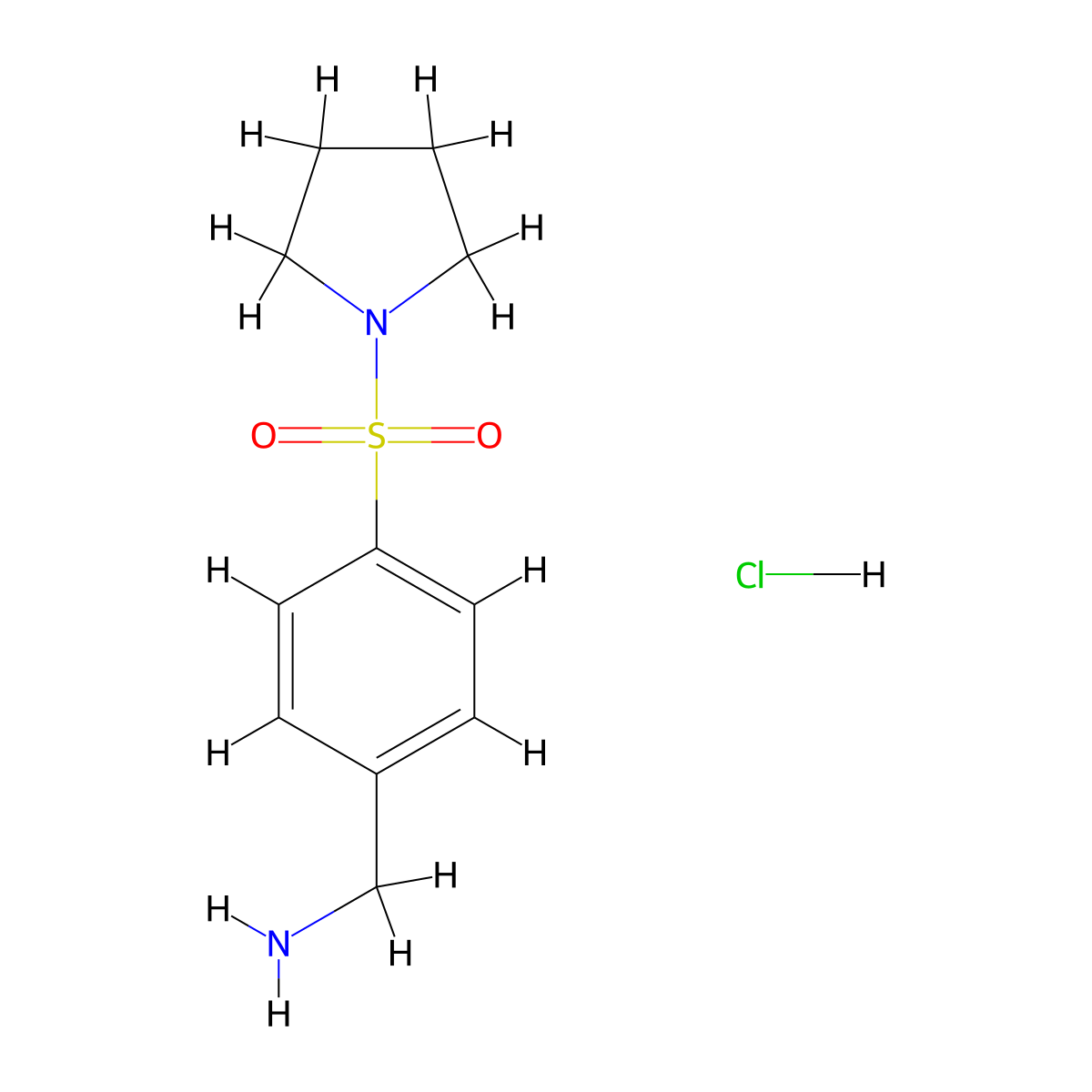 [4-(Pyrrolidine-1-sulfonyl)phenyl]methanamine hydrochloride molecular structure, CAS 71398-49-7