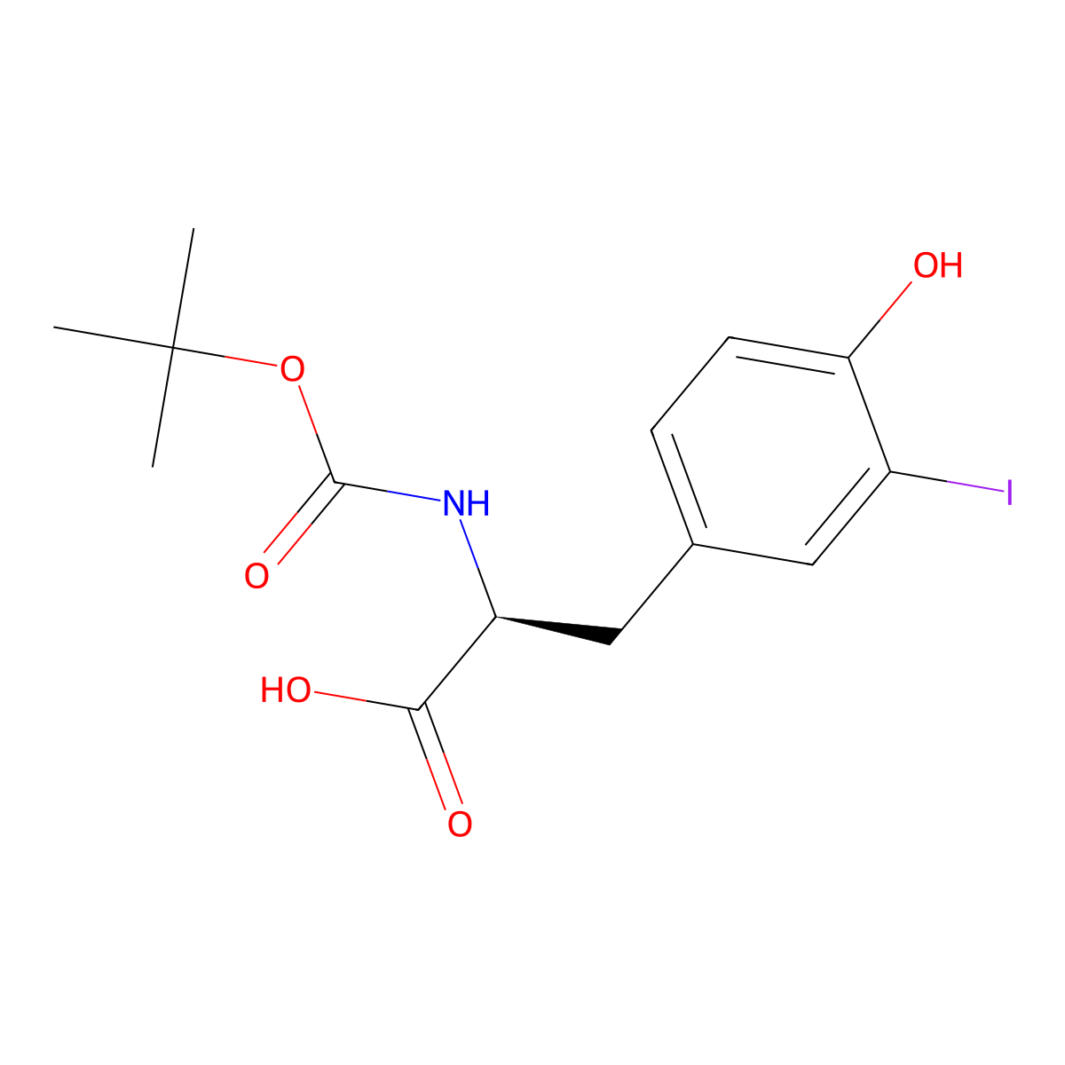 Boc-3-iodo-L-tyrosine molecular structure, CAS 71400-63-0