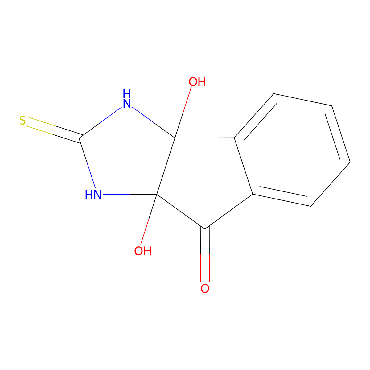3a,8a-dihydroxy-2-thioxo-2,3,3a,8a-tetrahydroindeno[1,2-d]imidazol-8(1H)-one molecular structure, CAS 71402-63-6