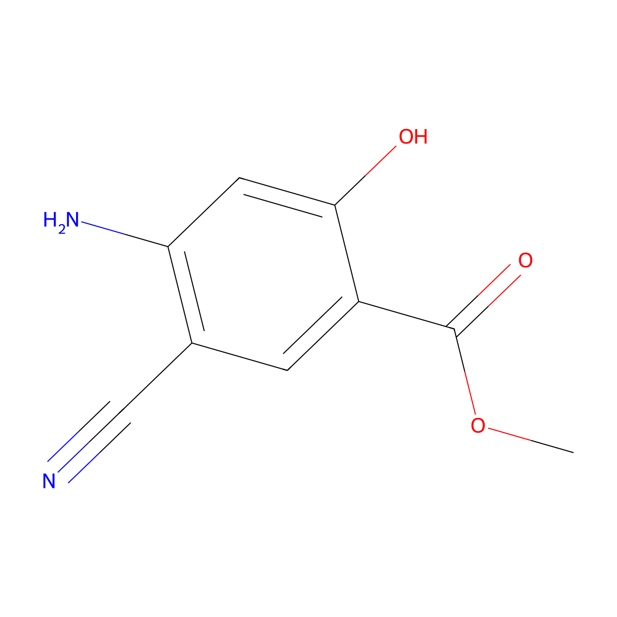 Methyl 4-amino-5-cyano-2-hydroxybenzoate molecular structure, CAS 71408-00-9