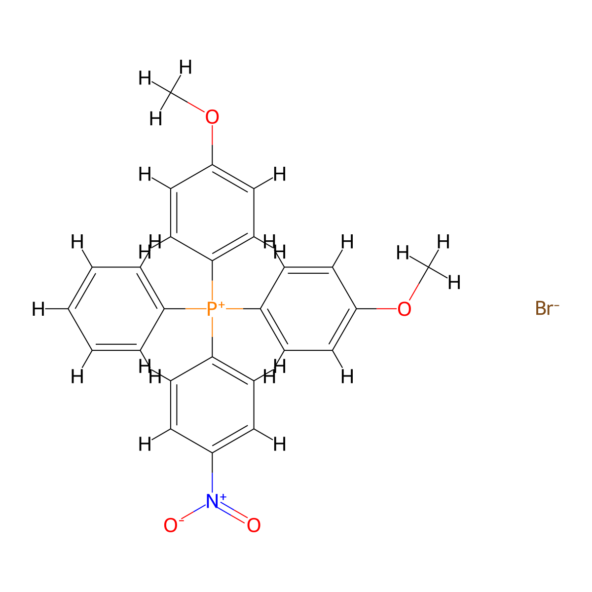 Bis(4-methoxyphenyl)(4-nitrophenyl)phenylphosphonium bromide molecular structure, CAS 71412-17-4