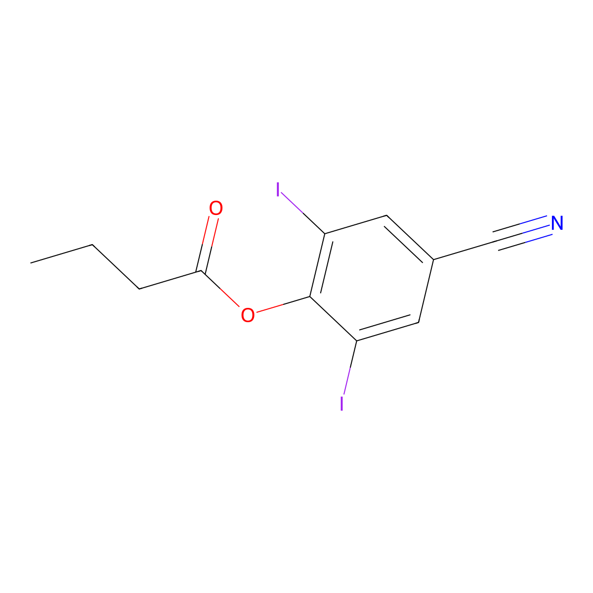 4-Cyano-2,6-diiodophenyl butyrate molecular structure, CAS 71412-25-4
