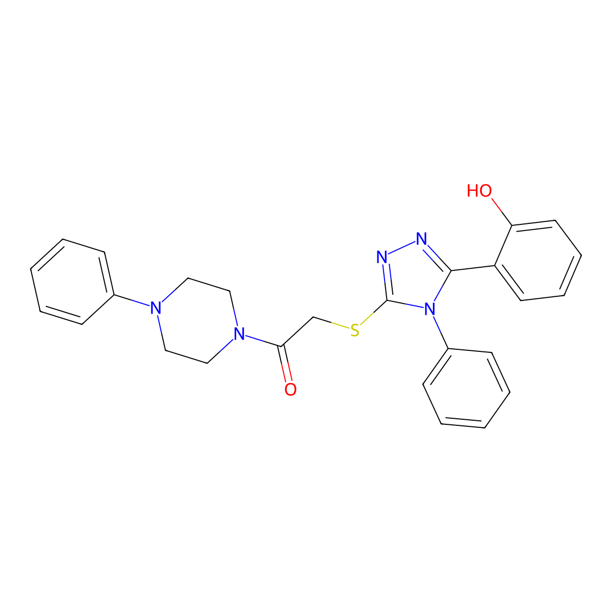 2-{[5-(2-hydroxyphenyl)-4-phenyl-4H-1,2,4-triazol-3-yl]sulfanyl}-1-(4-phenylpiperazin-1-yl)ethanone molecular structure, CAS 714201-98-6