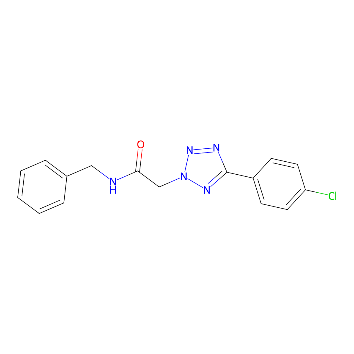 N-benzyl-2-[5-(4-chlorophenyl)tetrazol-2-yl]acetamide molecular structure, CAS 714202-05-8