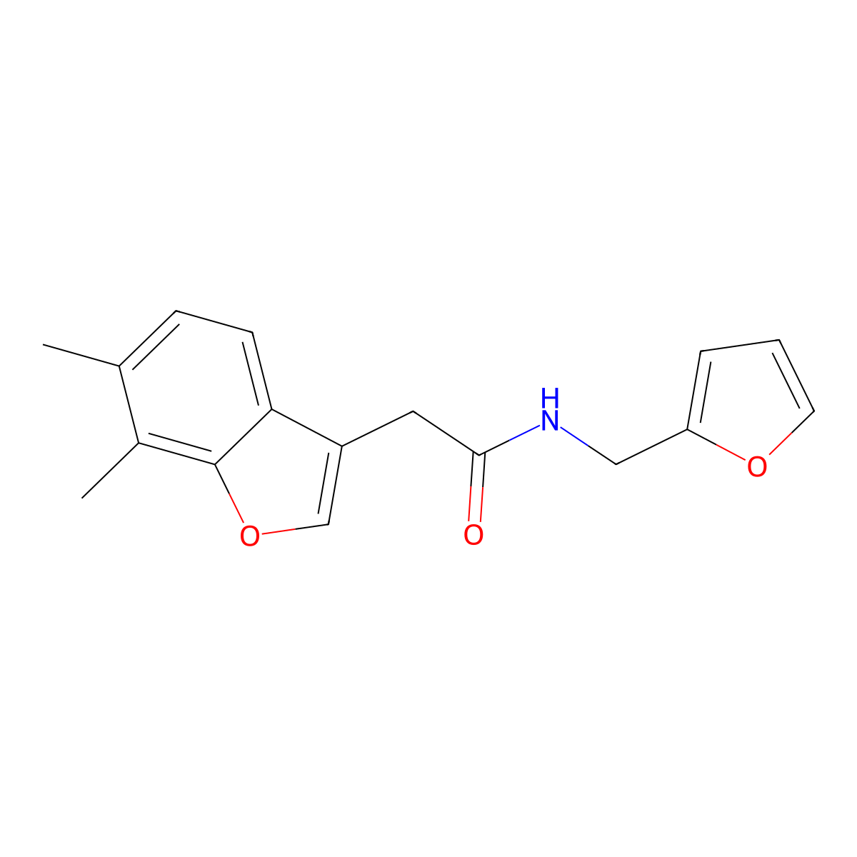 2-(6,7-dimethyl-1-benzofuran-3-yl)-N-(2-furylmethyl)acetamide molecular structure, CAS 714202-27-4