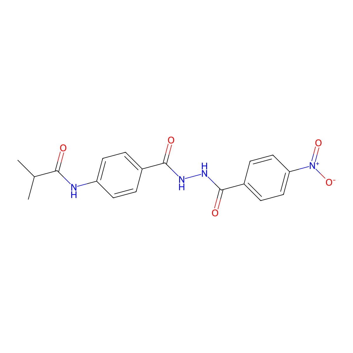 2-methyl-N-[4-[[(4-nitrobenzoyl)amino]carbamoyl]phenyl]propanamide molecular structure, CAS 714202-40-1