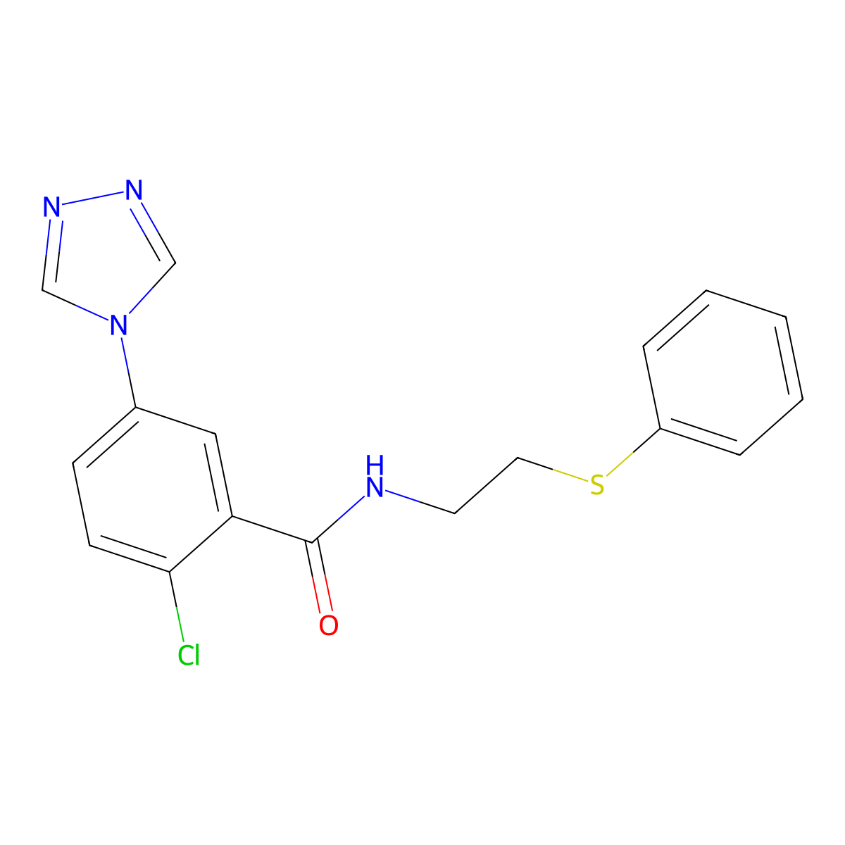 2-chloro-N-(2-phenylsulfanylethyl)-5-(1,2,4-triazol-4-yl)benzamide molecular structure, CAS 714202-57-0