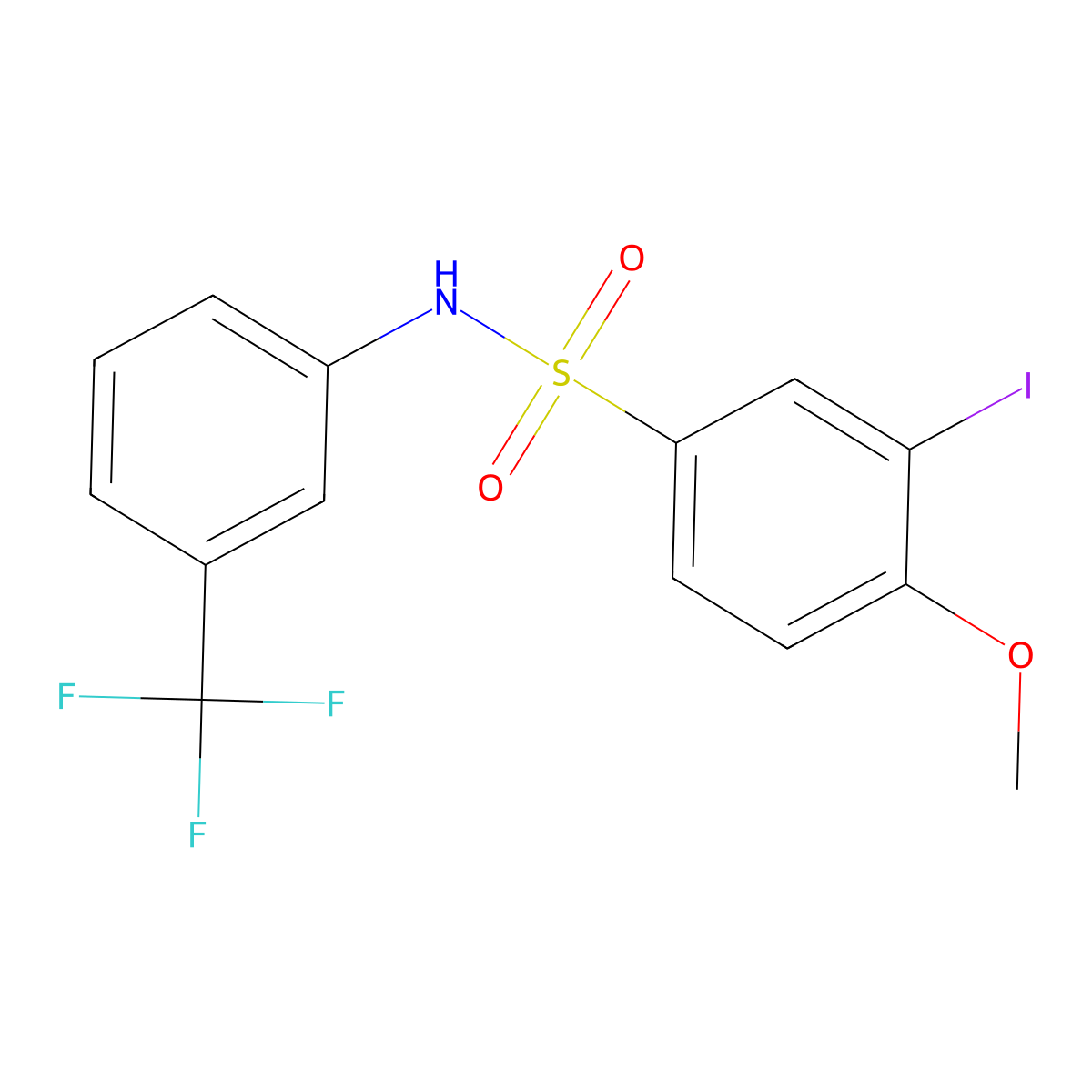 3-iodo-4-methoxy-N-[3-(trifluoromethyl)phenyl]benzenesulfonamide molecular structure, CAS 714202-75-2