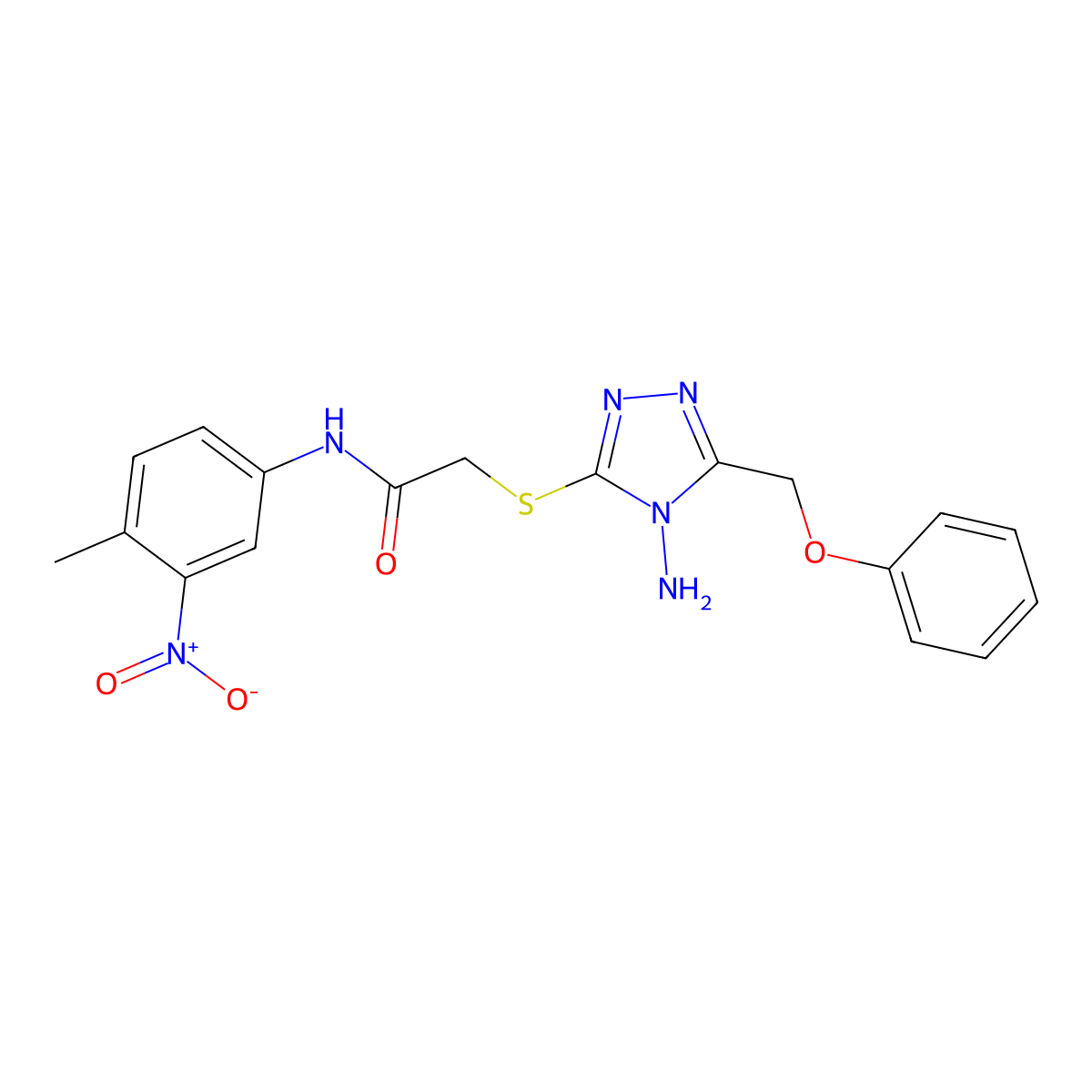 2-[[4-amino-5-(phenoxymethyl)-1,2,4-triazol-3-yl]sulfanyl]-N-(4-methyl-3-nitrophenyl)acetamide molecular structure, CAS 714202-94-5