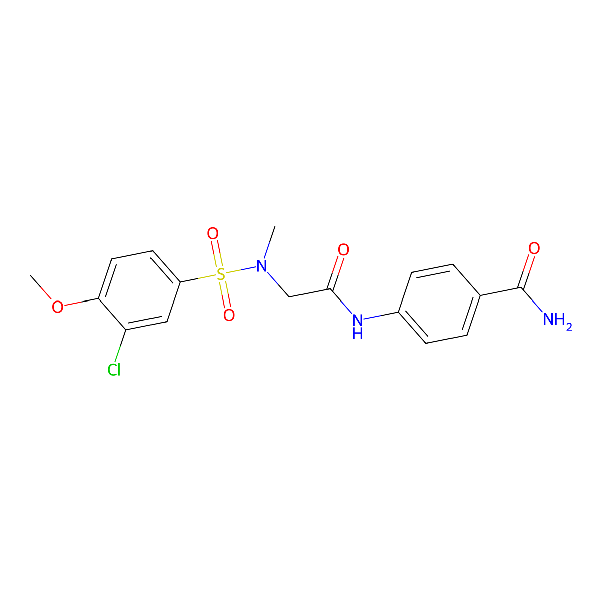 4-({N-[(3-chloro-4-methoxyphenyl)sulfonyl]-N-methylglycyl}amino)benzamide molecular structure, CAS 714202-95-6