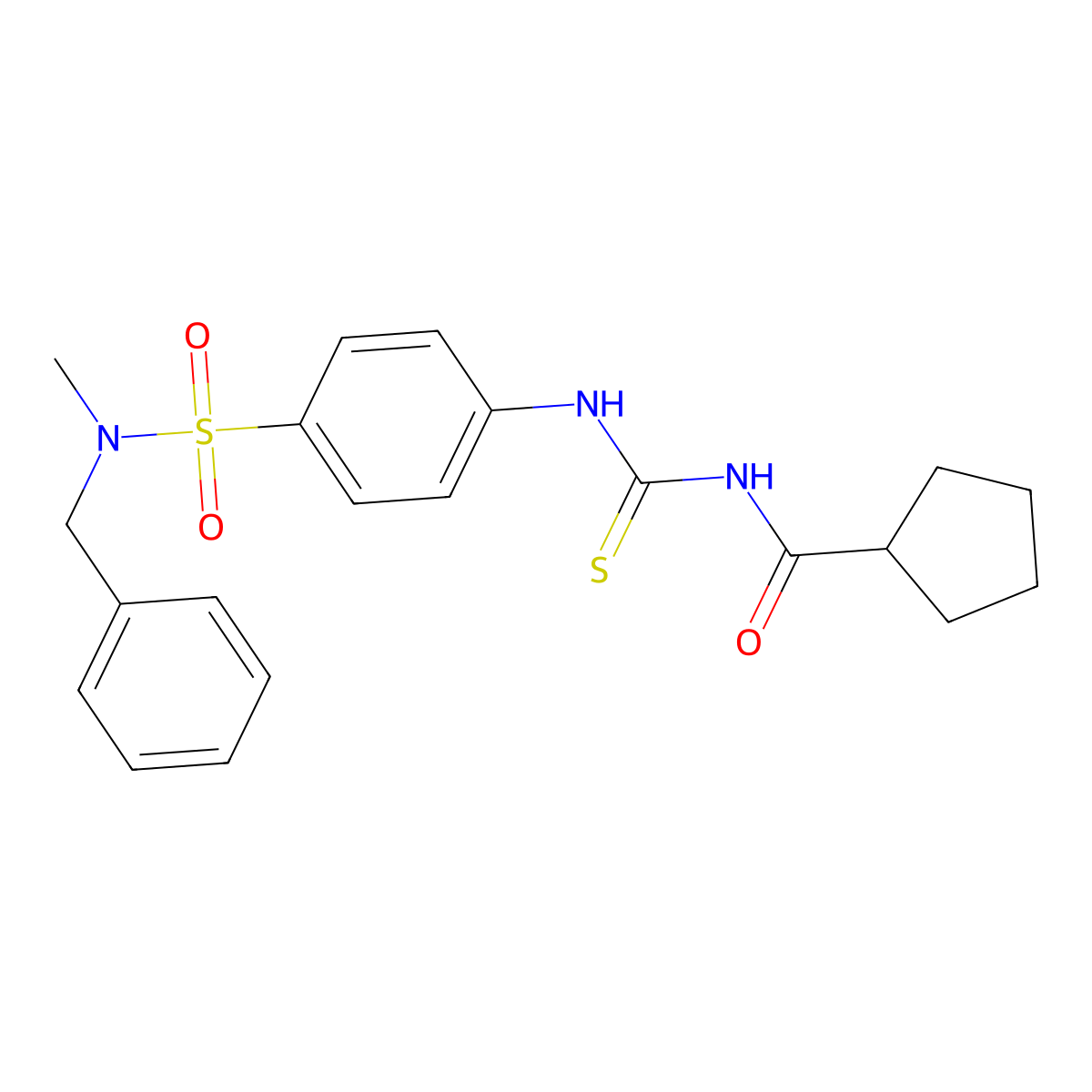 N-{[(4-{[benzyl(methyl)amino]sulfonyl}phenyl)amino]carbonothioyl}cyclopentanecarboxamide molecular structure, CAS 714203-00-6