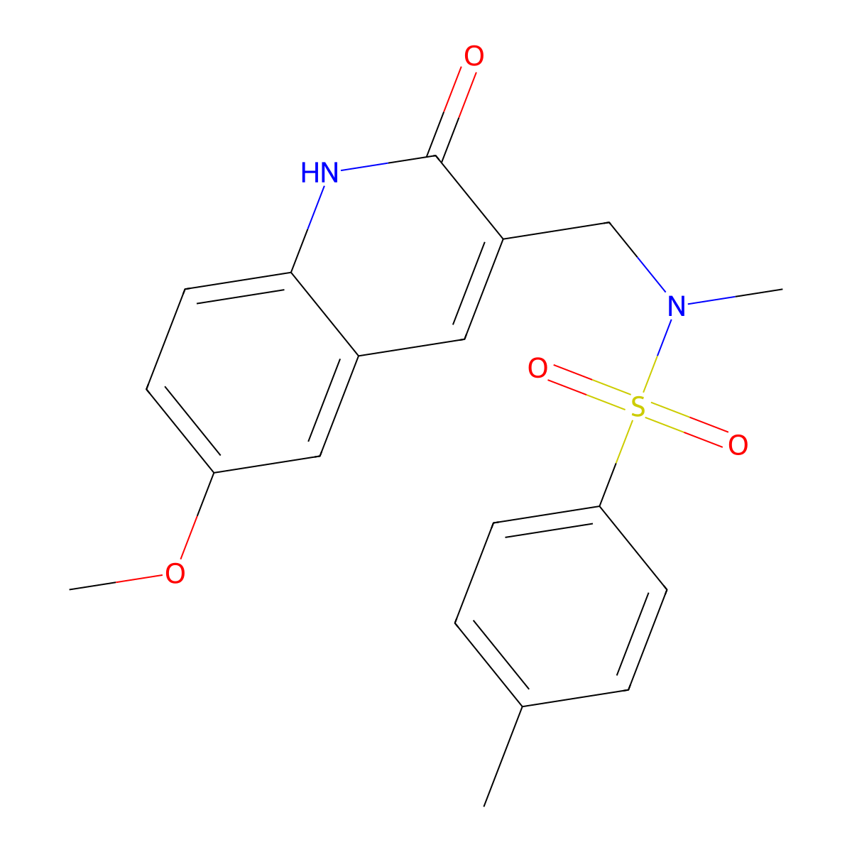 N-[(6-methoxy-2-oxo-1H-quinolin-3-yl)methyl]-N,4-dimethylbenzenesulfonamide molecular structure, CAS 714203-08-4