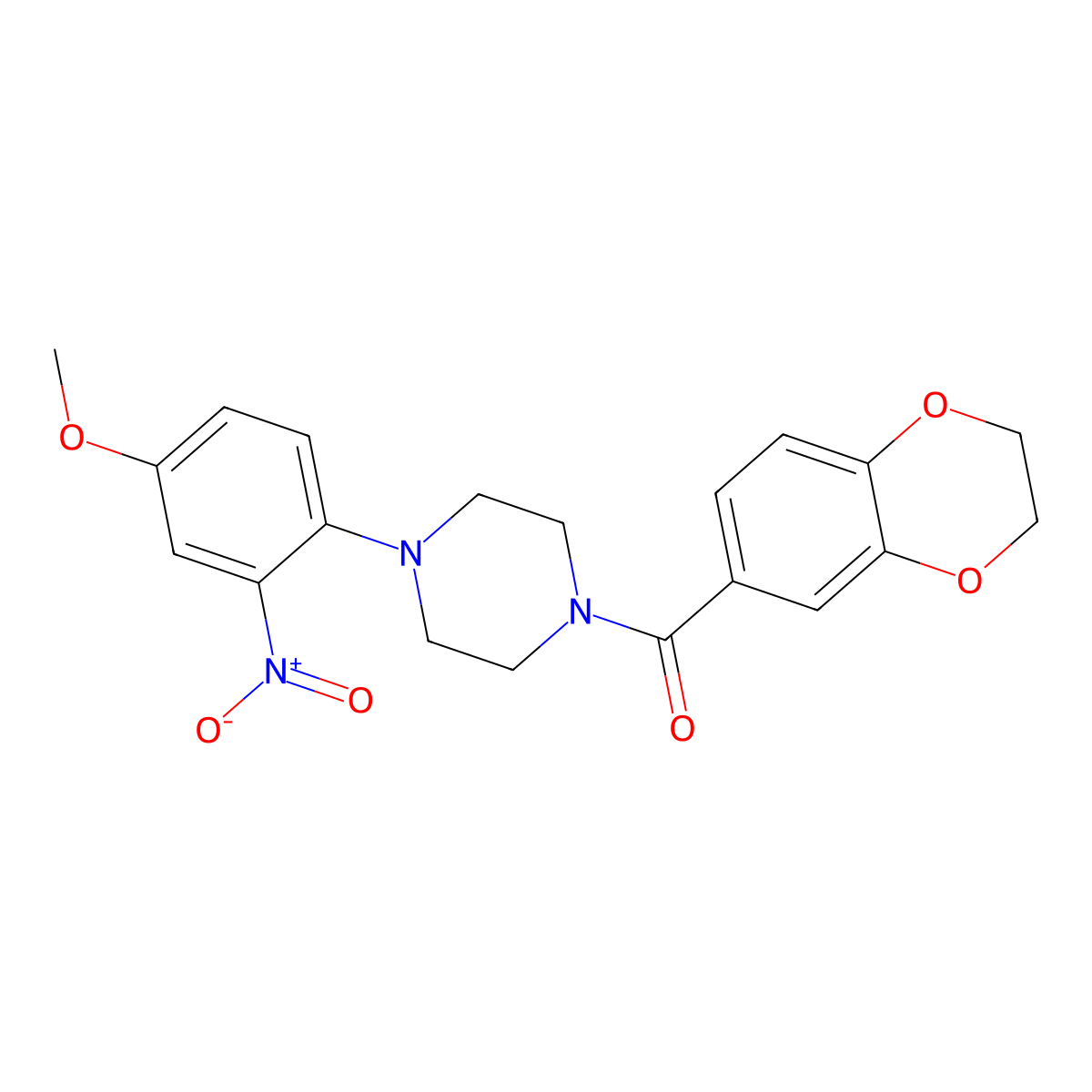 2,3-Dihydro-1,4-benzodioxin-6-yl-[4-(4-methoxy-2-nitrophenyl)piperazin-1-yl]methanone molecular structure, CAS 714203-20-0