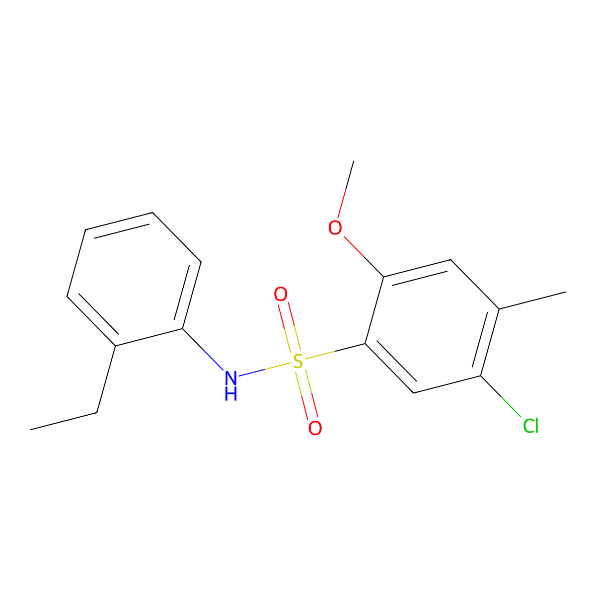 5-chloro-N-(2-ethylphenyl)-2-methoxy-4-methylbenzenesulfonamide molecular structure, CAS 714203-22-2