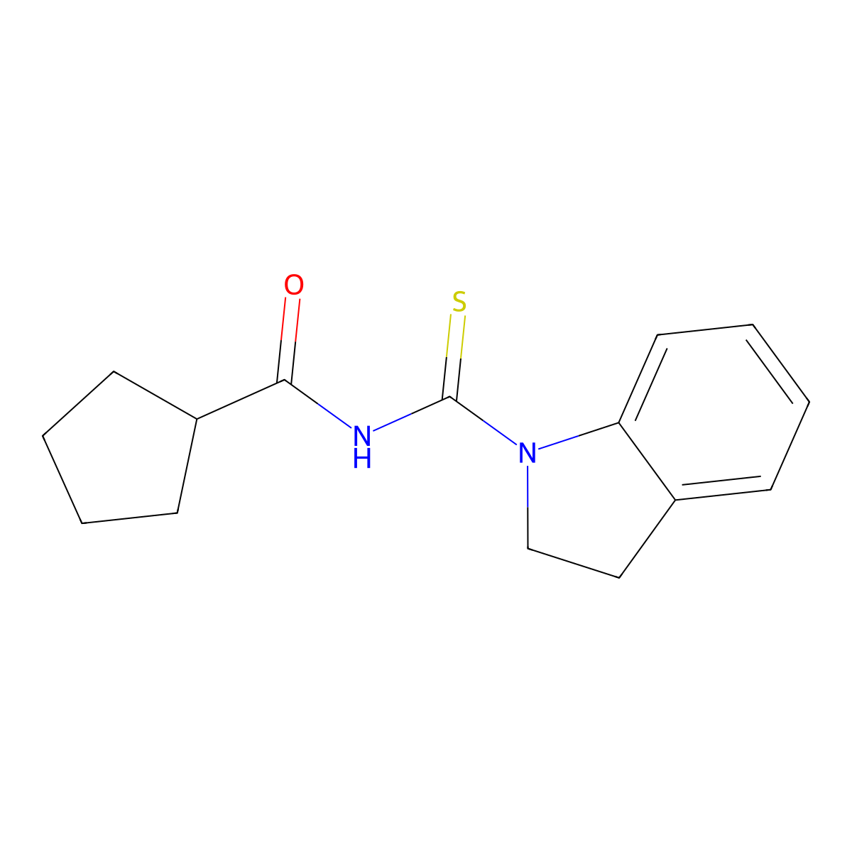 N-(2,3-dihydro-1H-indol-1-ylcarbonothioyl)cyclopentanecarboxamide molecular structure, CAS 714203-23-3