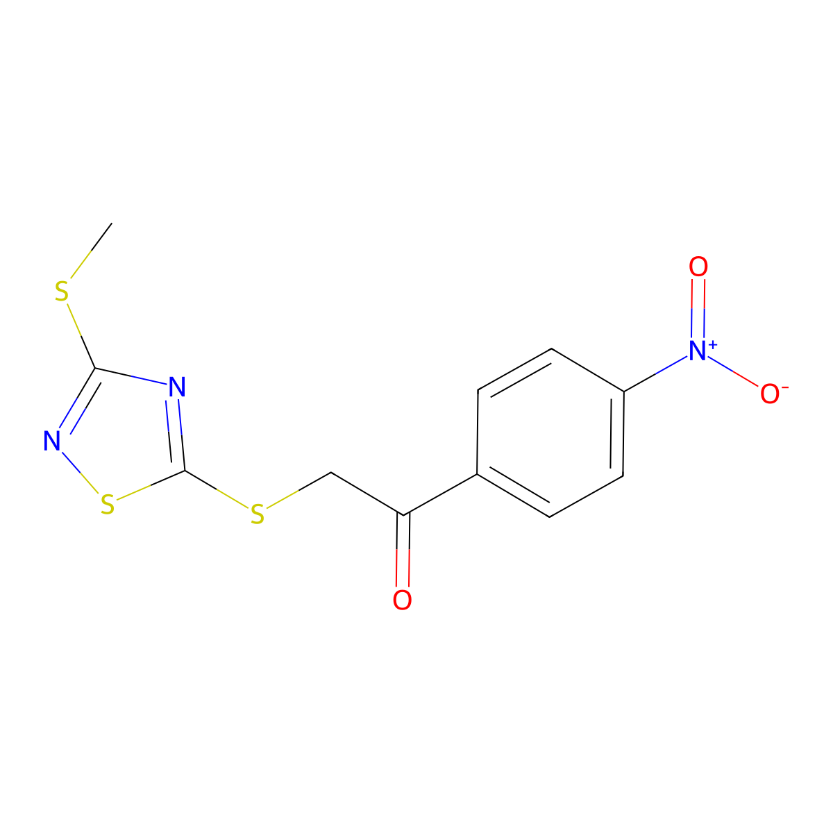 2-[(3-Methylsulfanyl-1,2,4-thiadiazol-5-yl)sulfanyl]-1-(4-nitrophenyl)ethanone molecular structure, CAS 714203-29-9
