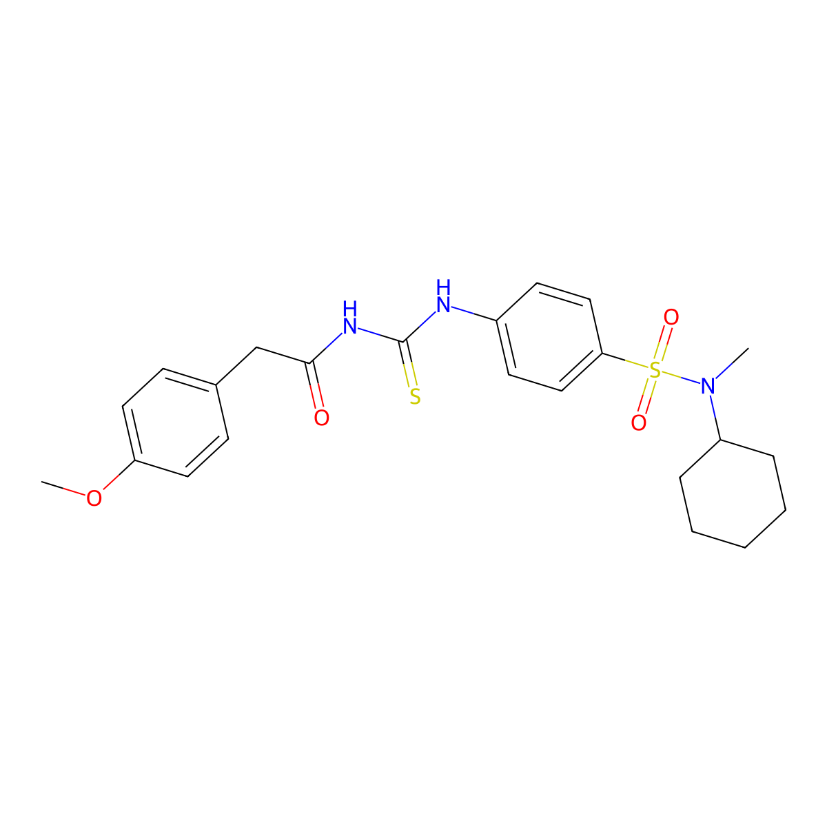 N-[[4-[cyclohexyl(methyl)sulfamoyl]phenyl]carbamothioyl]-2-(4-methoxyphenyl)acetamide molecular structure, CAS 714203-30-2