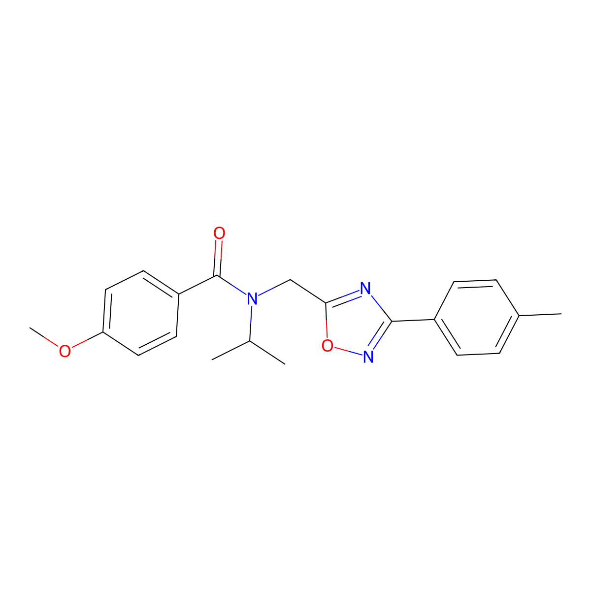 4-methoxy-N-[[3-(4-methylphenyl)-1,2,4-oxadiazol-5-yl]methyl]-N-propan-2-ylbenzamide molecular structure, CAS 714203-38-0
